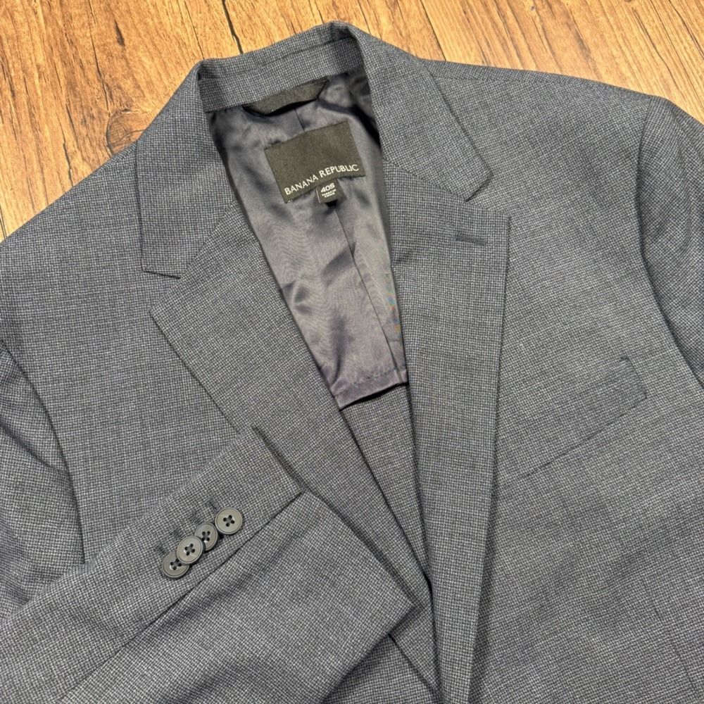 Banana Republic Blazer Sport Coat Men 40S Gray HL Unstructured Tailored Slim Fit